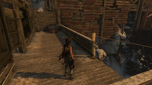 After you climb onto the rooftop of one of the building, from where you zip down the line - Rise of the Tomb Raider: Chests, crypt treasures, Soviet Installation secrets - Soviet Installation - Rise of the Tomb Raider Guide