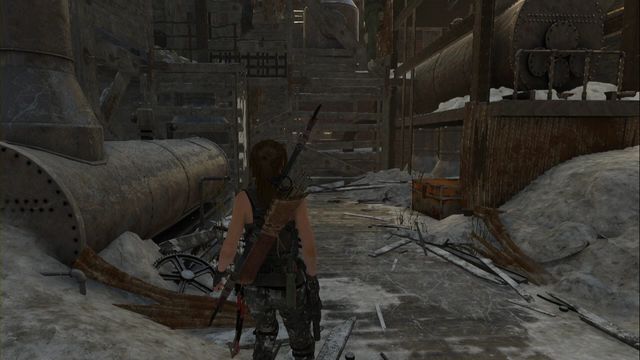 Past the spot, where you need to swing on the rope - Rise of the Tomb Raider: Chests, crypt treasures, Soviet Installation secrets - Soviet Installation - Rise of the Tomb Raider Guide