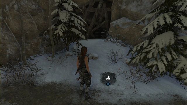 On the path, right in front of the cave entrance - Rise of the Tomb Raider: Chests, crypt treasures, Soviet Installation secrets - Soviet Installation - Rise of the Tomb Raider Guide