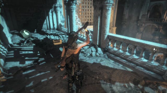 After the fight out in the yard where there is a horse statue, you can reach the balcony above, after you open the gate where opponents appeared - Rise of the Tomb Raider: Relics, Lost City secrets, locations, tips - Lost City - Rise of the Tomb Raider Guide