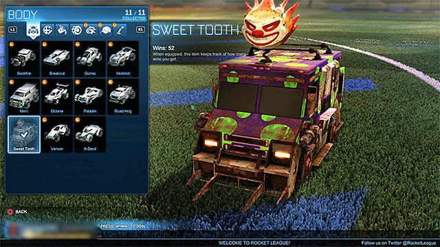 One of the tabs of the garage menu - Garage - Rocket League - Game Guide and Walkthrough