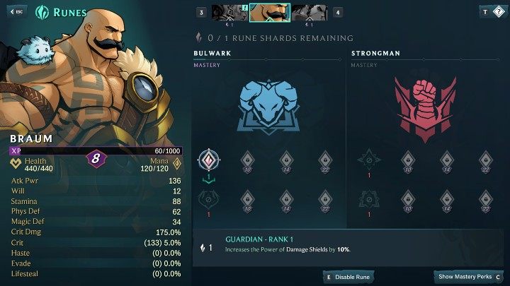 Once you've reached experience level 8, you will unlock access to runic cards that allow you to personalize the characters' abilites even better - Ruined King: Character development - Basics - Ruined King Guide