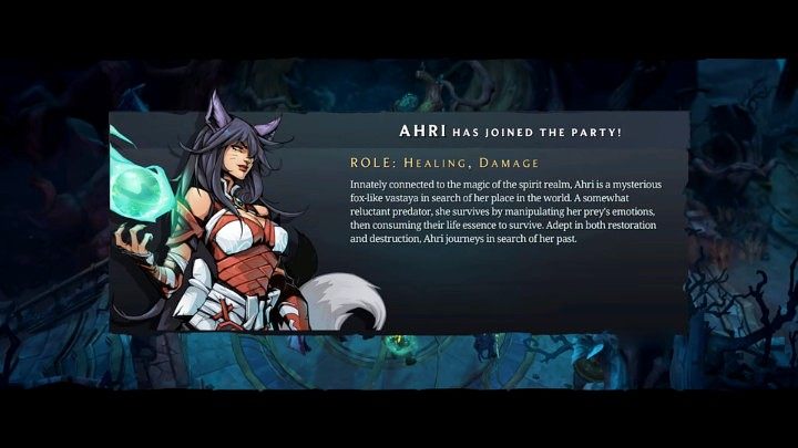 Ahri will join your team only in the middle of the story (about 10-12 hours into the game) of Ruined King: A League of Legends Story, after reaching the Shadow Isles - Ruined King: Ahri - when will she join the team? - FAQ - Ruined King Guide