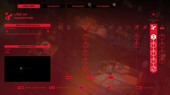 Remember that you can increase weapons durability by unlocking certain abilities. - Tips for Ruiner | Basics - Advice - Ruiner Game Guide