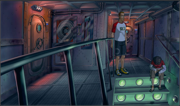 Brian found a fire hydrant on the wall and water hose in closed glass case - they could be used to fill the water tank - Fresh water tank - Chapter V: Shipped to the Past - Runaway 2: The Dream of the Turtle - Game Guide and Walkthrough