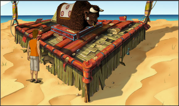 Then he came across a bucking bronco standing on the beach - Getting the motorboat - Chapter II: Surfin' Mala - Runaway 2: The Dream of the Turtle - Game Guide and Walkthrough