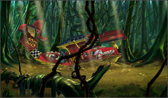 It came out that the lever opened a little hatch on the front of the plane - Getting out of the jungle - Chapter I: Trapped in the jungle - Runaway 2: The Dream of the Turtle - Game Guide and Walkthrough