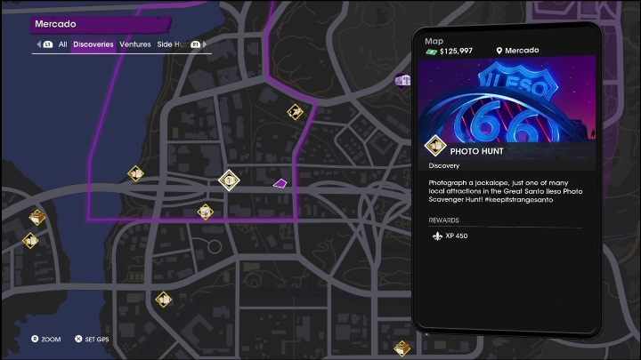 This Photo Hunt activity is located in the central part of the location, at the crossroad of the main roads - Saints Row 2022: Discoveries (Mercado) - list and description of activity - Mercado - Saints Row Guide, Walkthrough