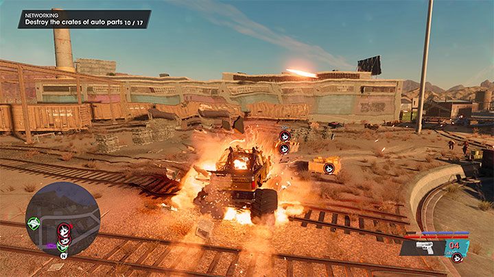 There are two parked monster trucks here - steal one of them - Saints Row 2022: Networking - walkthrough - Walkthrough - Saints Row Guide, Walkthrough