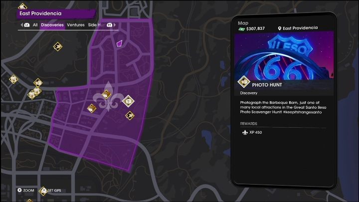 This Photo Hunt activity is located in the eastern part of the East Providencia district - Saints Row 2022: Discoveries (East Providencia) - list and description of activity - East Providencia - Saints Row Guide, Walkthrough