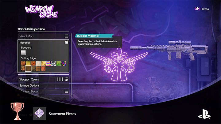 Visit the armory in your HQ or a Friendly Fire weapons store - Saints Row 2022: Statement Pieces trophy - how to get? - Trophy Guide - Saints Row Guide, Walkthrough