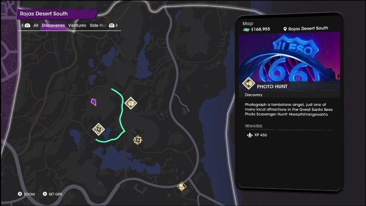 This activity is located in the northern part of the district, between high rocks - Saints Row 2022: Discoveries (Rojas Desert South) - list and description of activity - Rojas Desert South - Saints Row Guide, Walkthrough