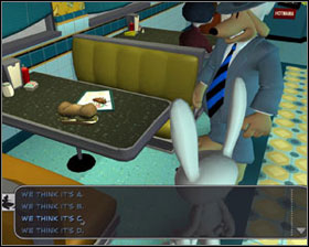 The first one you will find in Stinky's restaurant - Episode 201: Ice Station Santa - part 1 - Episode 201: Ice Station Santa - Sam & Max: Season 2 - Game Guide and Walkthrough