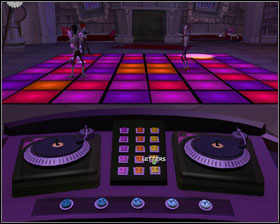 Go into DJ booth and push vocal buttons (death, sepulcher, embrace, letters) - Episode 203: Night of the Raving Dead - part 3 - Episode 203: Night of the Raving Dead - Sam & Max: Season 2 - Game Guide and Walkthrough