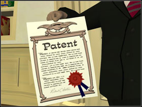 Ask him for a Gooey molasses tar cake patent - Episode 204: Chariots of The Dogs - part 3 - Episode 204: Chariots of The Dogs - Sam & Max: Season 2 - Game Guide and Walkthrough