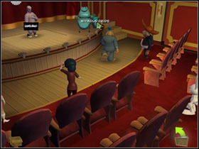 Use keycard on card reader and click on Bosco's diorama (theater) - Episode 205: Whats New, Beelzebub? - part 2 - Episode 205: Whats New, Beelzebub? - Sam & Max: Season 2 - Game Guide and Walkthrough