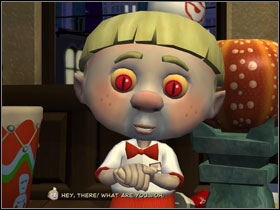 Try to shoot the safe hanging above Poppers - Episode 205: Whats New, Beelzebub? - part 4 - Episode 205: Whats New, Beelzebub? - Sam & Max: Season 2 - Game Guide and Walkthrough