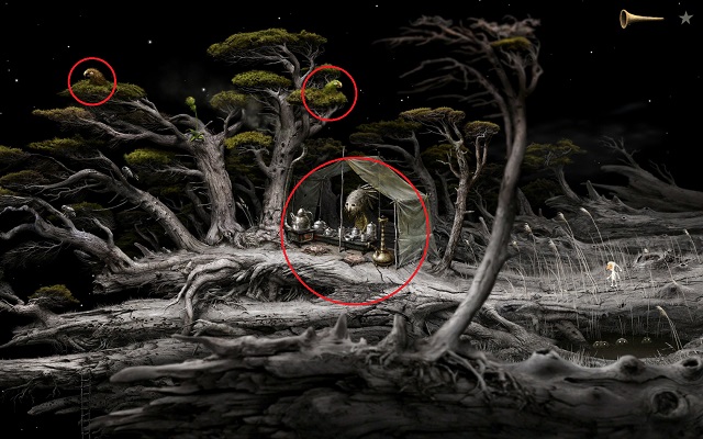 The screenshot you see above depicts the next section - Collect seeds - Great log - Samorost 3 - Game Guide and Walkthrough
