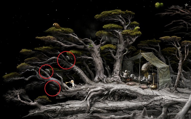 Once you pick up the seed, note the cicadas on the tree - Collect seeds - Great log - Samorost 3 - Game Guide and Walkthrough