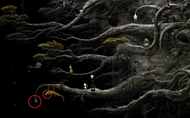 You will soon realize that the animal is sucking the tree sap, preventing one of the flowers from growing - Collect seeds - Great log - Samorost 3 - Game Guide and Walkthrough