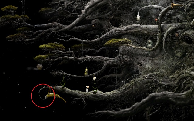 After the tip of the branch unbends, it should cling to the animal - Collect seeds - Great log - Samorost 3 - Game Guide and Walkthrough
