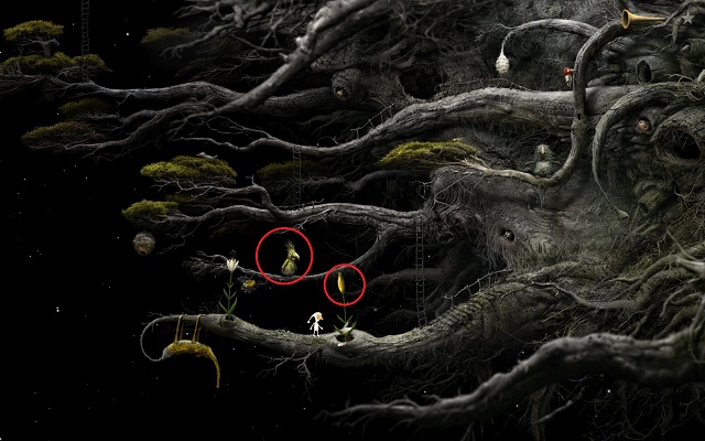 After the flower on the right is pollinated, its petals will drop and only the seed will be left on the stem - Collect seeds - Great log - Samorost 3 - Game Guide and Walkthrough
