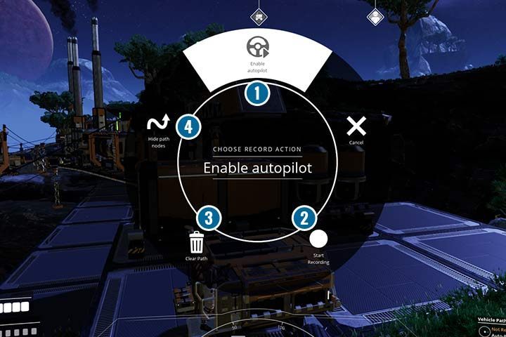 A simple vehicle menu will allow you to quickly design a route for your vehicles. - Vehicles in Satisfactory - 10 Important Tips - Satisfactory Guide