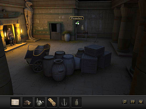 Return to the stable door and throw the snake through the window - Distract the Guard - Prologue - Alexandria, Egypt - Secret Files 3: The Archimedes Code - Game Guide and Walkthrough