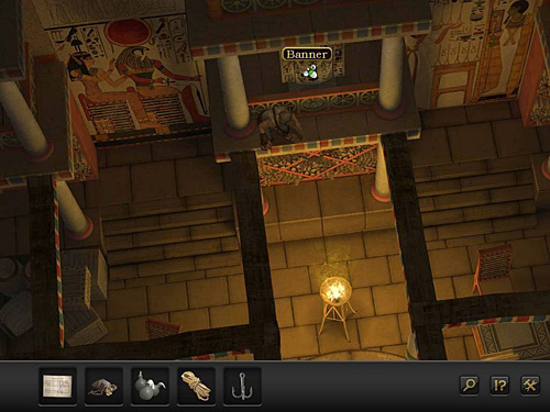 When you get near the columns, do not miss the banner made of linen fabric - it will be necessary to use it in a moment - Get to the warehouse of papyri - Prologue - Alexandria, Egypt - Secret Files 3: The Archimedes Code - Game Guide and Walkthrough