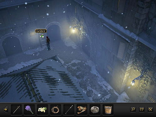 When you get to the alley with frozen path, look around for the ladder - Follow An-Nasir - Chapter 3 - Florence, Italy - Secret Files 3: The Archimedes Code - Game Guide and Walkthrough