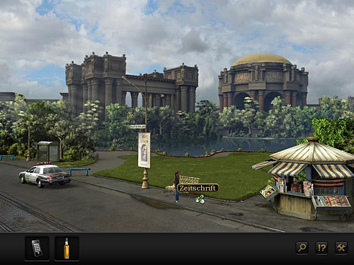 Near the bench you'll find the Time Magazine - Get rid of the officer - Chapter 4 - San Francisco, USA - Secret Files 3: The Archimedes Code - Game Guide and Walkthrough