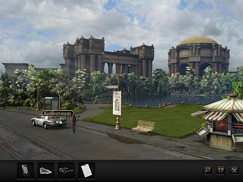 Luckily the officer is still gone so open the car's trunk - Get power - Chapter 4 - San Francisco, USA - Secret Files 3: The Archimedes Code - Game Guide and Walkthrough