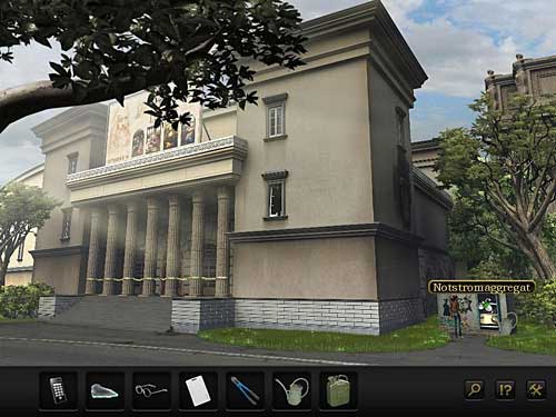 Return outside the building and use the watering can to fuel the generator - Get power - Chapter 4 - San Francisco, USA - Secret Files 3: The Archimedes Code - Game Guide and Walkthrough