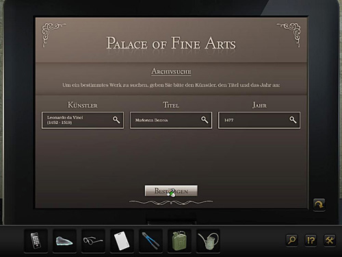 You'll see a search application - Locate the painting - Chapter 4 - San Francisco, USA - Secret Files 3: The Archimedes Code - Game Guide and Walkthrough