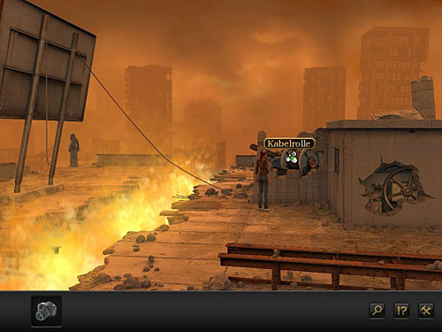 Take steel cable from the cable roller in front of Nina - Reach the Guardian - Chapter 7 - CERN, Switzerland - Secret Files 3: The Archimedes Code - Game Guide and Walkthrough