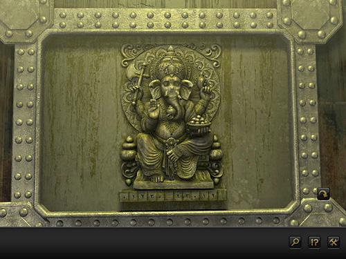 On the next column you'll find some Hindu ornaments - Open the stone gate - Chapter 8 - Santorin, Greece - Secret Files 3: The Archimedes Code - Game Guide and Walkthrough