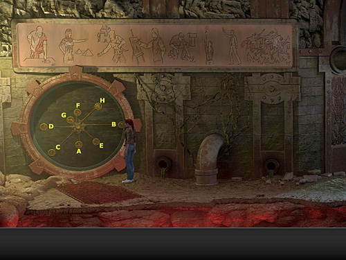 So set the circle hands in the given order - Get to the console to deactivate force field - Chapter 8 - Santorin, Greece - Secret Files 3: The Archimedes Code - Game Guide and Walkthrough