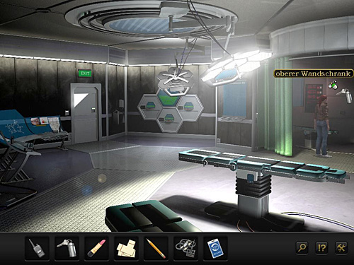 Go to the wall cabinet behind the curtain on the right and use the key (with lighter) to open the top cupboard - Eliminate guards - Chapter 9 - CERN, Switzerland - Secret Files 3: The Archimedes Code - Game Guide and Walkthrough