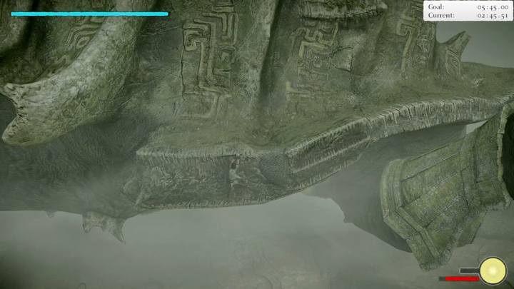 Grab a hold of the carapace until the boss has lifted itself up - Colossus 9 - Basaran | Shadow of the Colossus Walkthrough - Walkthrough - Shadow of the Colossus Game Guide