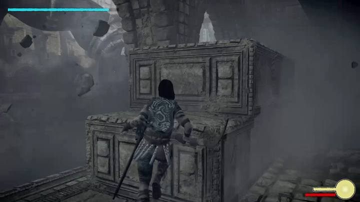 Hide after provoking your opponent in order to avoid getting damage from the strike - Colossus 15 - Argus | Shadow of the Colossus Walkthrough - Walkthrough - Shadow of the Colossus Game Guide