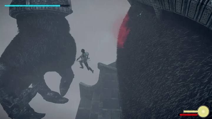 Hitting the crack on the boss back will make the opponent direct its hand there - Colossus 16 - Malus | Shadow of the Colossus Walkthrough - Walkthrough - Shadow of the Colossus Game Guide