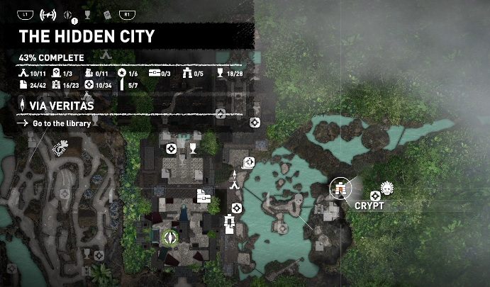 The third crypt in The Hidden City can be found in the eastern part of this location - Crypts in The Hidden City in Shadow of the Tomb Raider - Crypts - Shadow of the Tomb Raider Game Guide