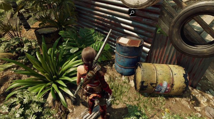 Company Town (1) - west of the Hunting Grounds camp, on a barrel - Treasures, Relics, and Documents in Kuwaq Yaku | Secrets in SotTR - Kuwaq Yaku - Shadow of the Tomb Raider Game Guide