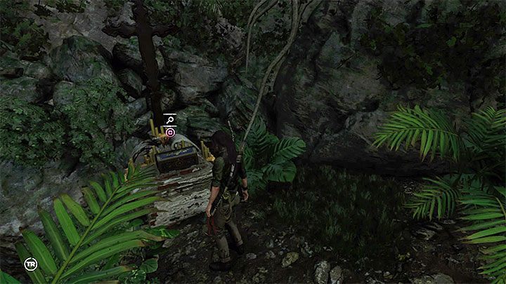 The Crucifix (1) is in the chest at the bottom of the cross, on the stone ledge next to the main road - Relics in Mission of San Juan | Secrets in Shadow of the Tomb Raider - Mission of San Juan - Shadow of the Tomb Raider Game Guide