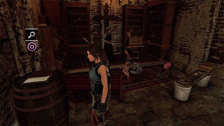 The Official Document (4) is on the barrel in a dim spot, in the room with nuns and kids - Documents in Mission of San Juan | Secrets in Shadow of the Tomb Raider - Mission of San Juan - Shadow of the Tomb Raider Game Guide