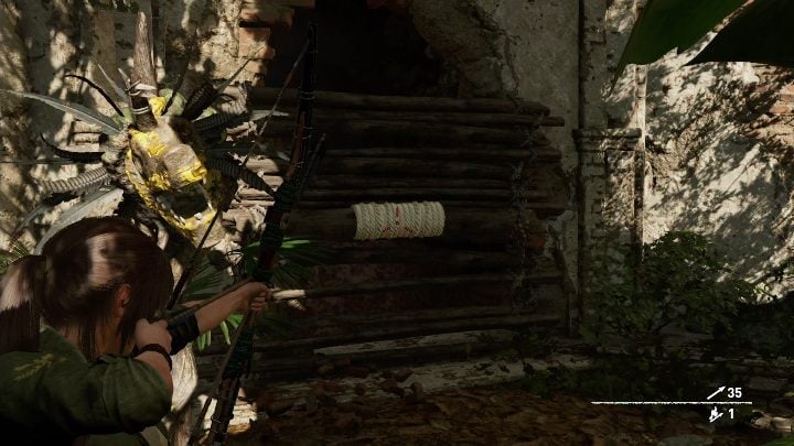 To open your way into the tomb, you must destroy the entrance with a bow - Challenge Tombs - Mission of San Juan in Shadow of the Tomb Raider - Challenge Tombs - Shadow of the Tomb Raider Game Guide