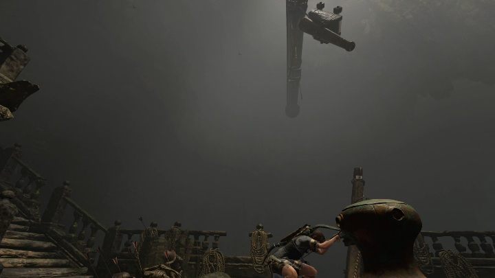 At the top of the ship you will find an element that moves one of the mast elements - Challenge Tombs - Cenote Tombs in Shadow of the Tomb Raider - Challenge Tombs - Shadow of the Tomb Raider Game Guide