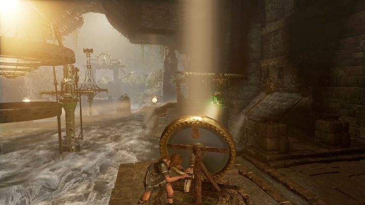 Position the first mirror so that the light beam falls on the shelf on the right - Challenge Tombs - The Hidden City in Shadow of the Tomb Raider - Challenge Tombs - Shadow of the Tomb Raider Game Guide