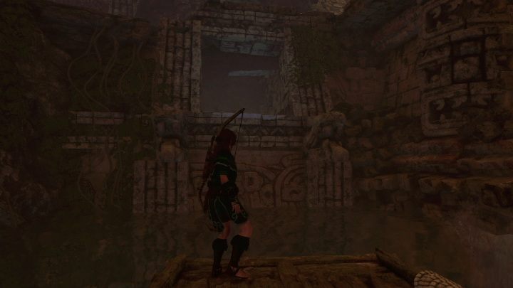 When the tank is filled with water, jump inside, stand on the raft and jump out of it into the open passage - Challenge Tombs - The Hidden City in Shadow of the Tomb Raider - Challenge Tombs - Shadow of the Tomb Raider Game Guide