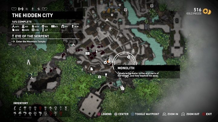 The Monolith will give you a hint: Canals bring water to the arid parts of the village, and they washed me away - Yucatec monoliths in Shadow of the Tomb Raider Game - Monoliths - Shadow of the Tomb Raider Game Guide